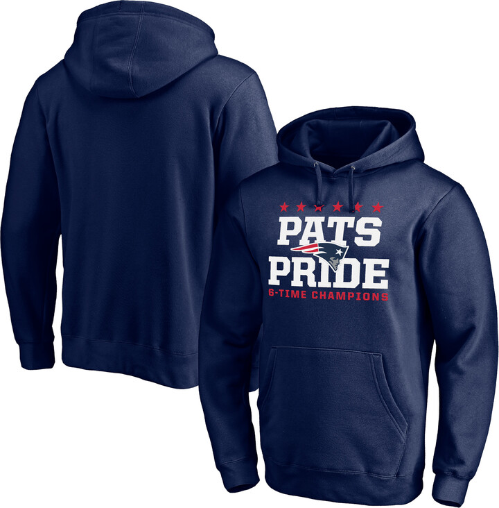 Men's Fanatics Navy New England Patriots Hometown Collection Pats Pride 6-Time Champions Fitted Pullover Hoodie