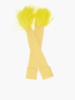 Thumbnail for your product : Thebe Magugu Feather-trimmed Wool-blend Fingerless Gloves - Yellow