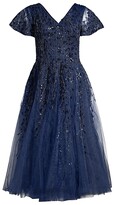 Thumbnail for your product : Mac Duggal Beaded Tulle Tea-Length Dress