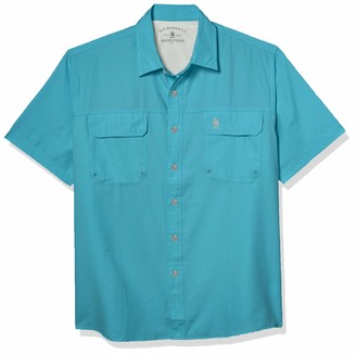 Bass & Co G.H Mens Explorer Short Sleeve Button Down Fishing Shirt Solid Flap Pocket 