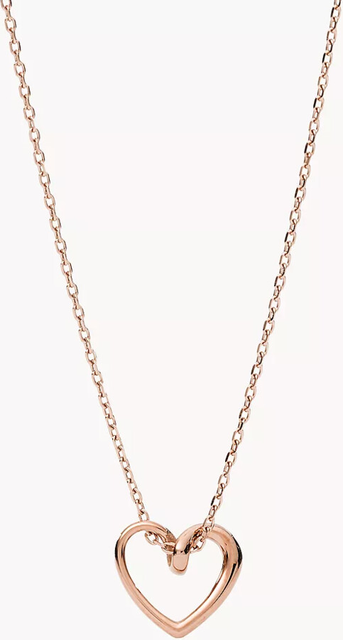 Drew Rose Gold-Tone Stainless Steel Bar Chain Necklace - JF03696791 - Fossil