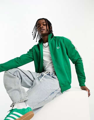 Fred Perry contrast tape track jacket in green - ShopStyle