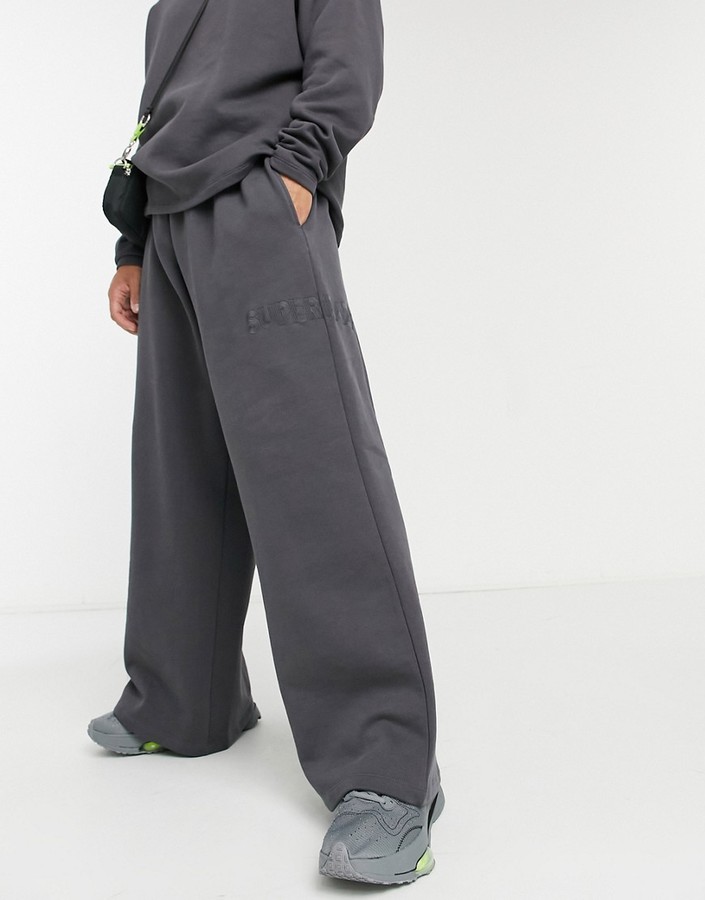 ASOS DESIGN wide leg sweatpants in heavyweight with embroidery - part of a  set - ShopStyle