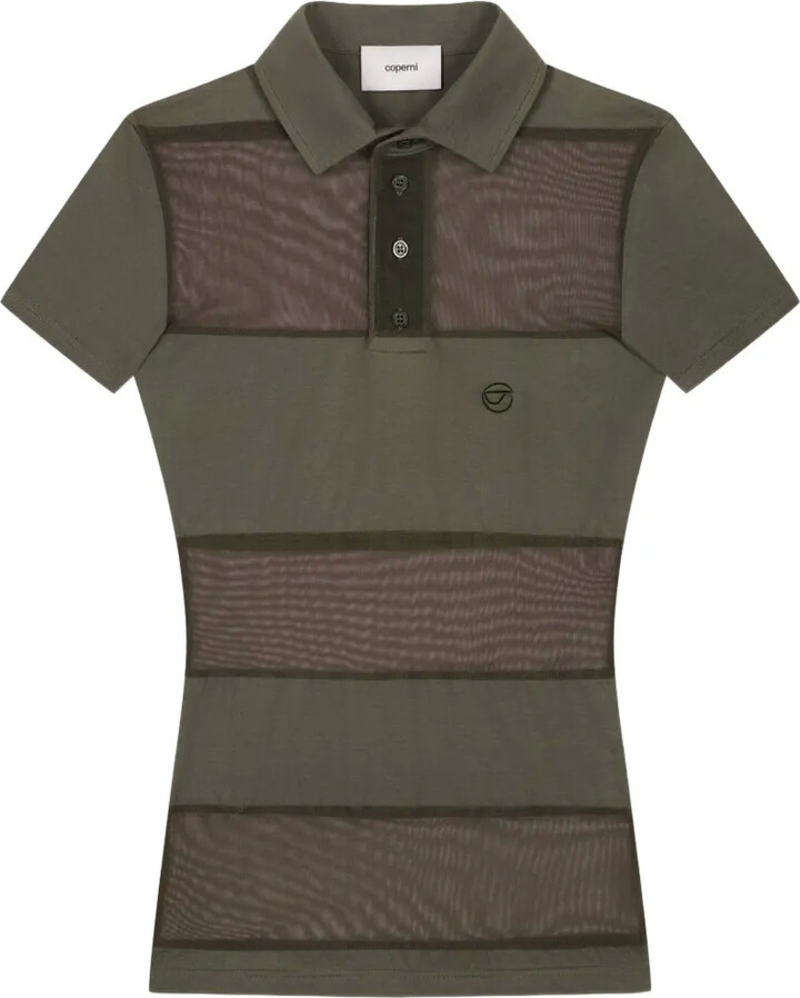 Coperni Sheer Striped Button Polo Shirt