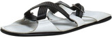 Thumbnail for your product : Versace White Leather Crossover Slide Sandals Size 43
