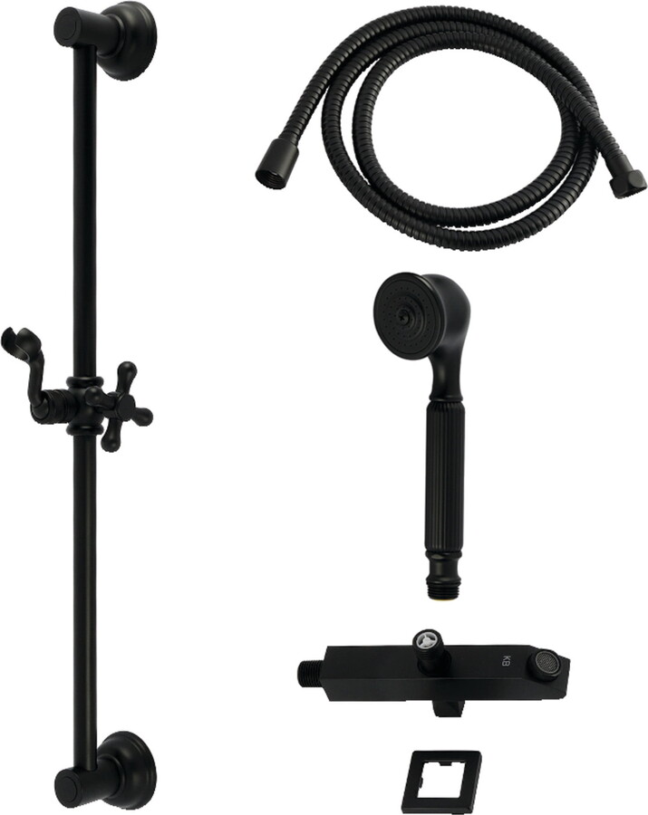 Kingston Brass KCK3320W0 Made to Match Shower System with Slide/Grab Bar and Hand Shower, Matte Black