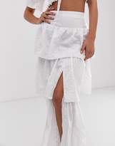 Thumbnail for your product : House Of Stars House of Stars tiered midi skirt in broderie with split front two-piece