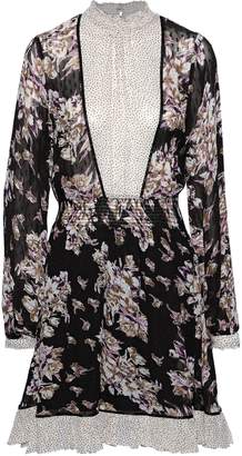 By Ti Mo Paneled Shirred Floral-print Fil Coupe Georgette Dress