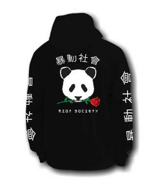 Riot Society Panda Rose Mens Hoodie - M