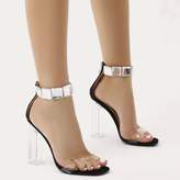 Thumbnail for your product : Public Desire Spirit Square Gem Strap Perspex High Heels Faux Suede