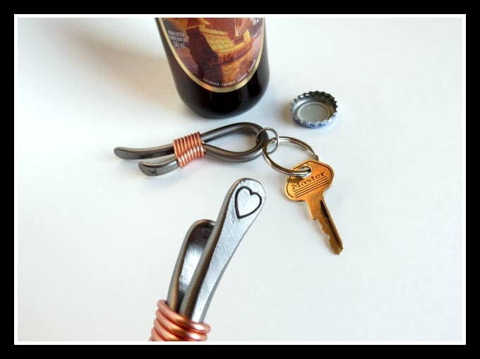 Heart Keychain Bottle Opener - Personalization Option Available Hand Forged & Signed By Blacksmith Naz 6Th Wedding Anniversary Gift