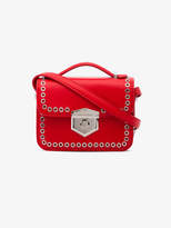 Alexander McQueen Red eyelet mini leather box bag