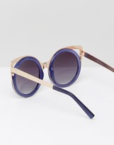 Thumbnail for your product : Jeepers Peepers Blue Frame Sunglasses With Gold Hardware