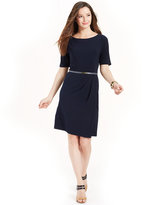 Thumbnail for your product : Jones New York Dolman-Sleeve Belted Pleated Dress