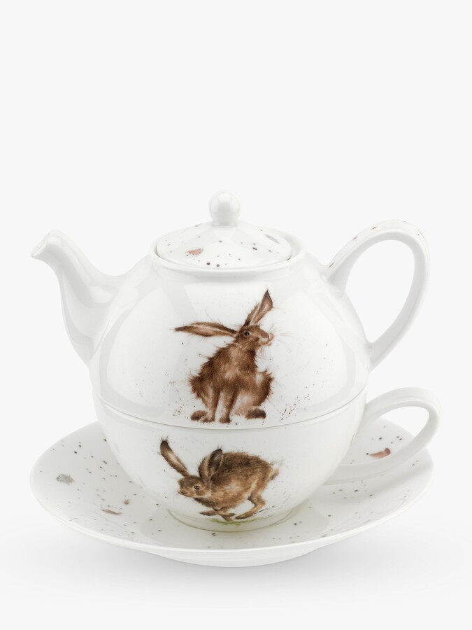 Wrendale Designs Hare TeaForOne Teapot, 300ml, White/Multi