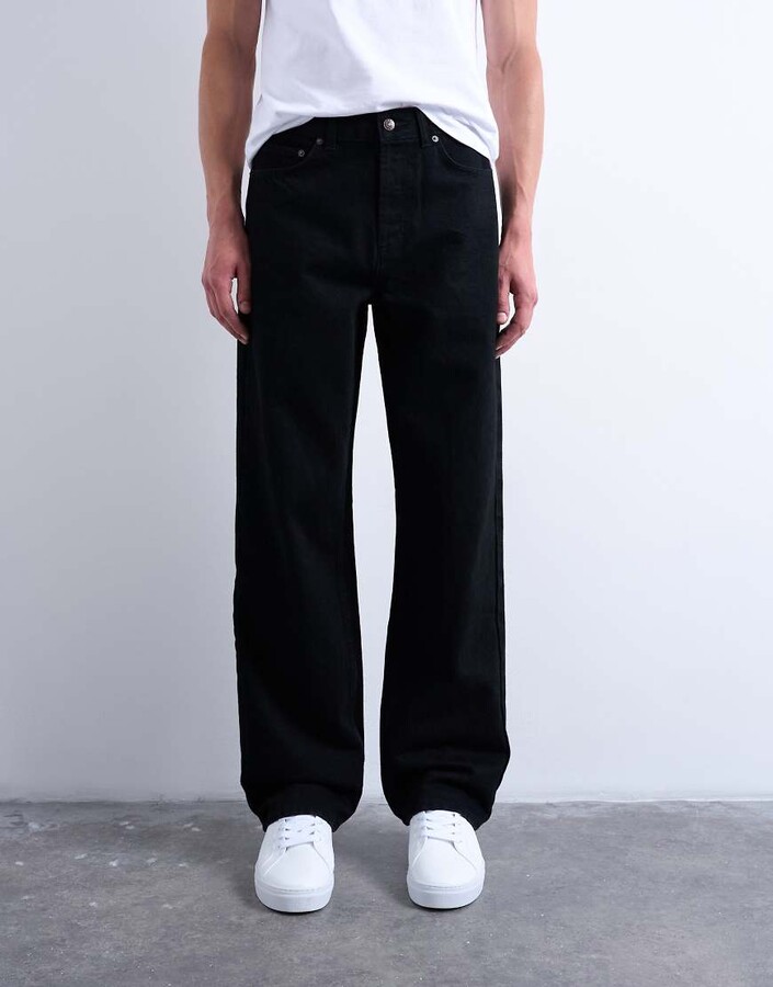 Topman rigid baggy jeans in black