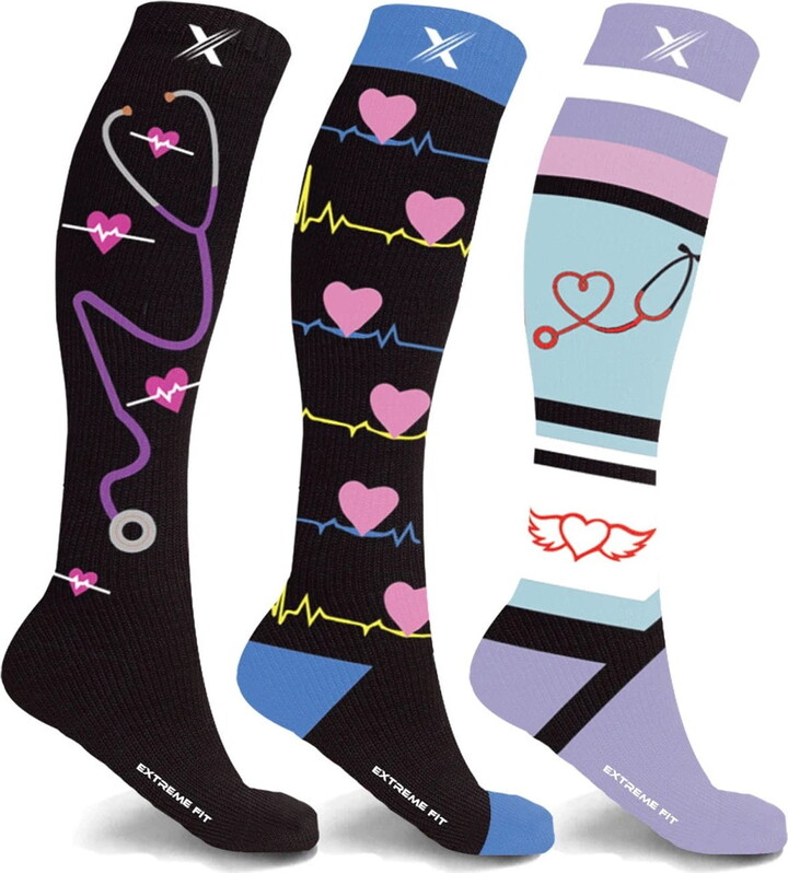 Extreme Fit Knee High Women’s Compression Socks -Medical Designs, 3 Pack