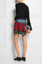 Thumbnail for your product : Junya Watanabe Patchwork denim and plaid wool mini skirt