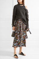 Thumbnail for your product : Peter Pilotto Tiered Printed Silk Midi Skirt - Black