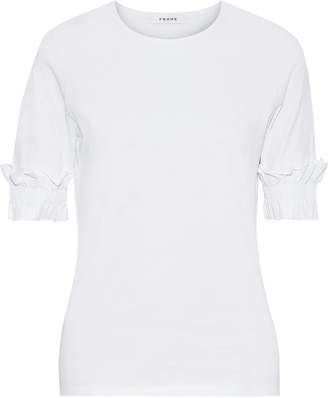 Frame Ruffle-trimmed Cotton-jersey T-shirt