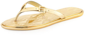 MICHAEL Michael Kors Emory Buckle Flat Thong Sandal, Gold