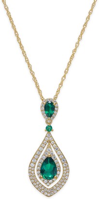 Macy's Sapphire (1-1/4 ct. t.w.) and Diamond (1/2 ct. t.w.) Pendant Necklace in 14k Gold (Also available in Ruby and Emerald)