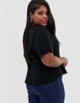 Thumbnail for your product : Brave Soul Plus tea blouse with button front in black