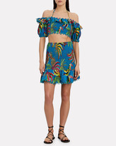 Thumbnail for your product : Farm Rio Blue Banana Smocked Mini Skirt