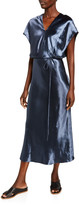 Thumbnail for your product : Vince Metallic Flutter-Sleeve Midi Dress