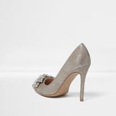 Thumbnail for your product : River Island Womens Gold embellished bow court shoes