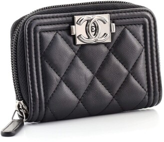 Chanel Boy Zip Coin Purse Quilted Lambskin Small - ShopStyle Bag Straps