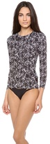 Thumbnail for your product : Cynthia Rowley Black Lace Rash Guard Top