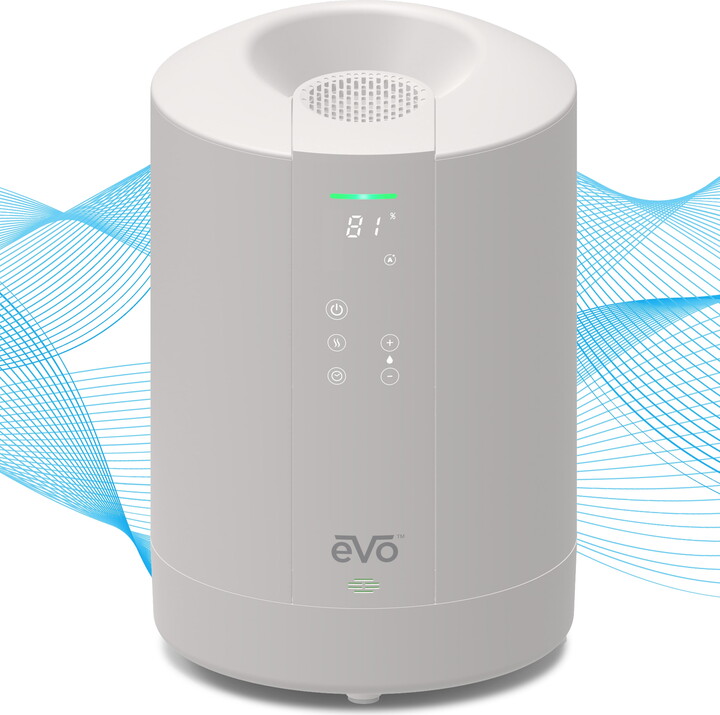 evo Self Sanitizing Pure Mist Humidifier (6L Capacity) – 28 Hour Continuous Run Time, Dishwasher Safe Base, Empty Tank Auto Shut-Off