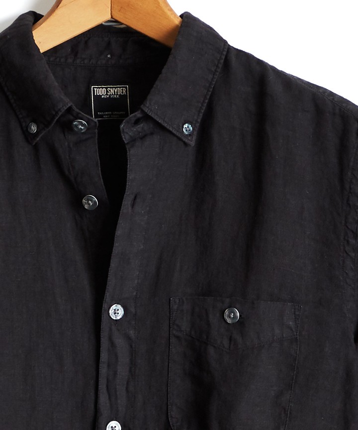Todd Snyder Button Down Linen Shirt in Black - ShopStyle