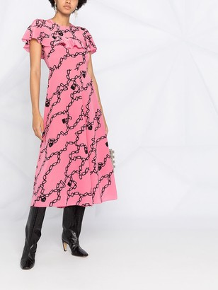 RED Valentino Chain-Link Print Midi Dress