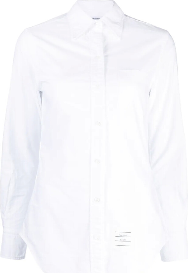 Thom Browne Logo-Appliqué Cotton Shirt