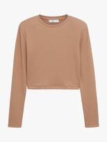 Thumbnail for your product : MANGO Long Sleeve Crop Top, Medium Brown