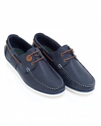 Barbour Lifestyle, Navy Blue Leather 'Flinders' Deck Shoes