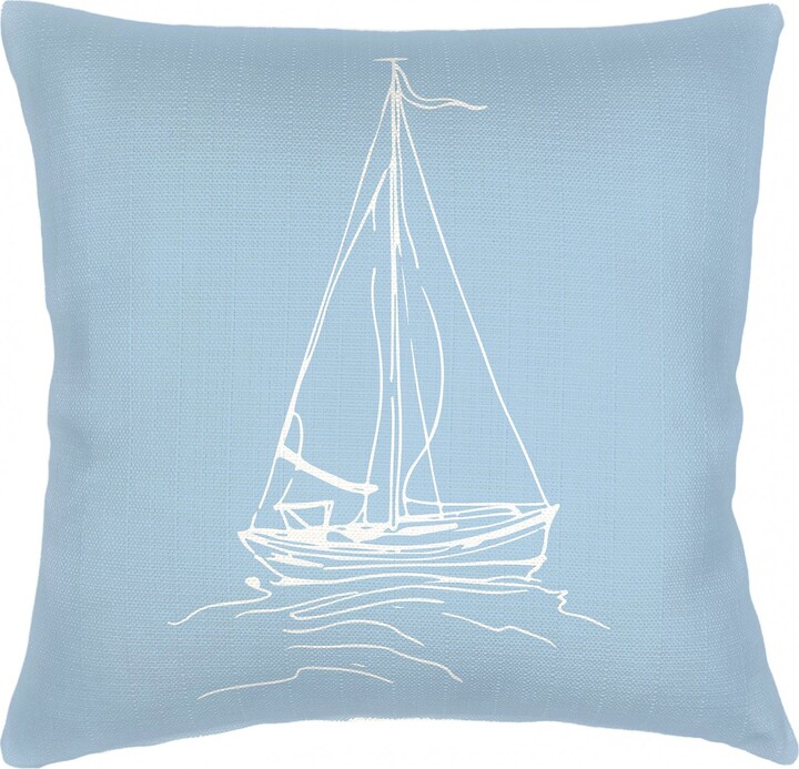 Anaya Sailboat Linen Pillow with Down Alternative Insert