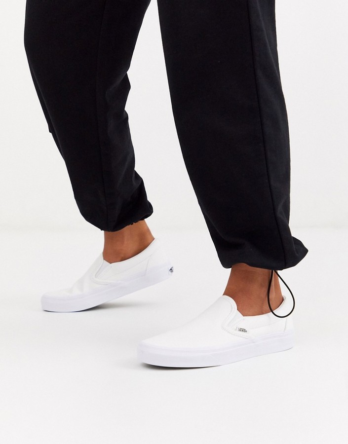 Vans Classic Slip-On platform triple white sneakers - ShopStyle