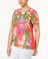 Thumbnail for your product : INC International Concepts Plus Size Studded Tropical-Print Top, Created for Macy's