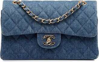Chanel Bag Handbag Navy Blue Tortoise Tote Ladies Denim Canvas CHANEL