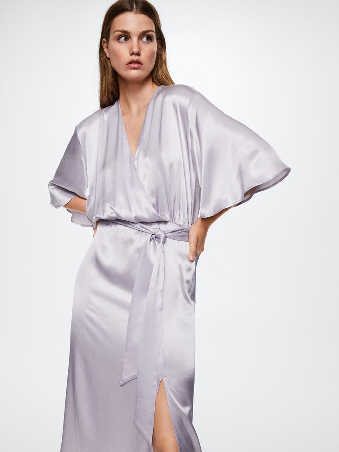 MANGO Hugo Satin Wrapped Satin Midi Dress - ShopStyle