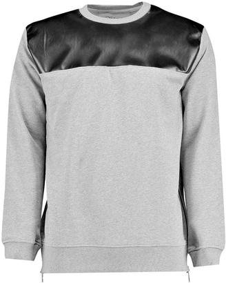 boohoo PU Panel Sweatshirt With Side Zips