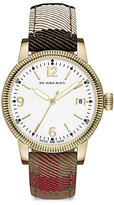 Thumbnail for your product : Burberry Utilitarian Goldtone Stainless Steel & House Check Strap Watch