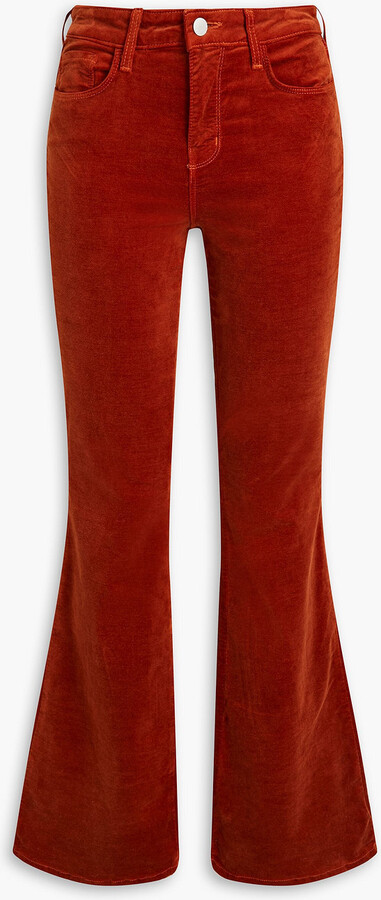 High Rise Straight Velvet Pants in Red - Etro