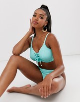 Thumbnail for your product : Pour Moi? Pour Moi Fuller Bust Escape underwired rib rope bikini top in aqua