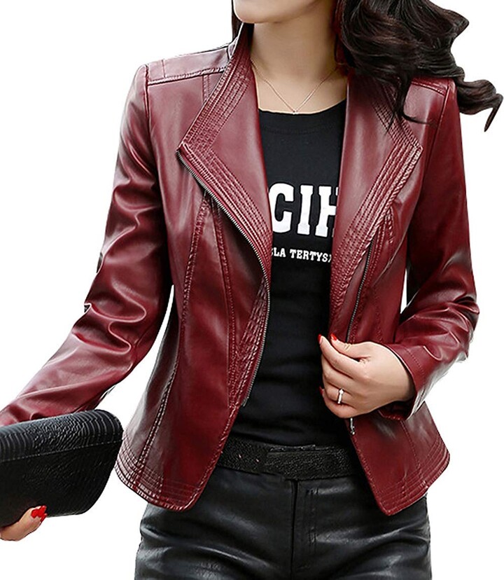 wine colour leather jacket