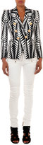 Thumbnail for your product : Balmain Jagged Leaf-Print Blazer & Slim-Fit Moto Jeans