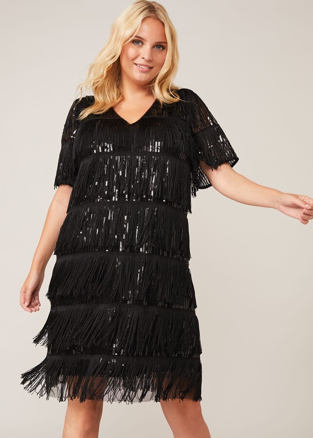 plus size fringe flapper dress